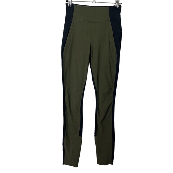 Athleta Highline Hybrid Ankle Tight Olive Black Size 2 Stretch Ponte Leggings - Picture 2 of 13